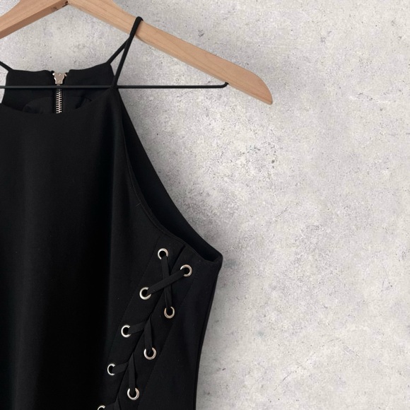 Parker Florence Lace Up Black Mini Dress Size XS - Picture 4 of 10